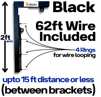 Foldable Clothesline Stand | Heavy Duty Wall Mount | Free 62ft Wire Included