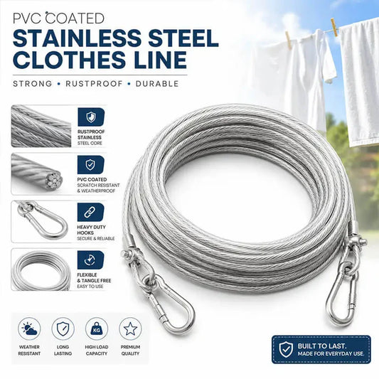 Premium Stainless Steel PVC Coated Clothesline – Heavy-Duty Rust-Resistant Drying Wire